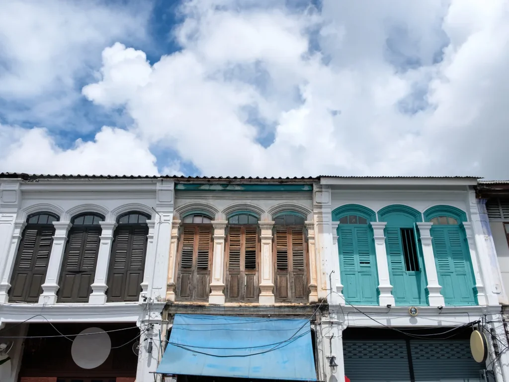 Historic shophouse facades in Phuket Old Town